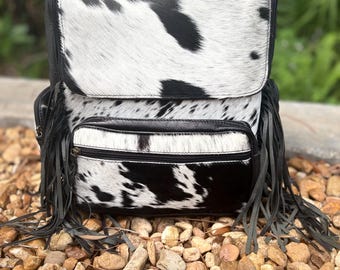 SALE Large fringe western genuine leather and cowhide backpack conceal carry diaper bag. Western diaper bag. Mama diaper bag