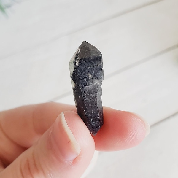 Mini Black Phantom Quartz Double Terminated Points, Black Tibetan Quartz, Black Phantom Quartz