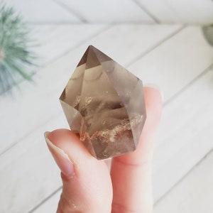 Mini Smoky Garden Quartz Polished Point, Gray Lithium Quartz, Lodolite, Lodalite, Crystal Generator