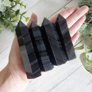 Black Obsidian Towers, Banded Obsidian, Textured Obsidian, Obsidian, Crystal Generators