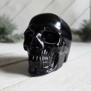 Large Black Obsidian Skull, Obsidian Skull, Black Crystal Skull, Crystal Skull