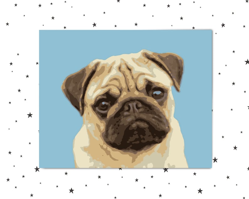 Pug Paint by Numbers Adult Colour by Number Printable Etsy