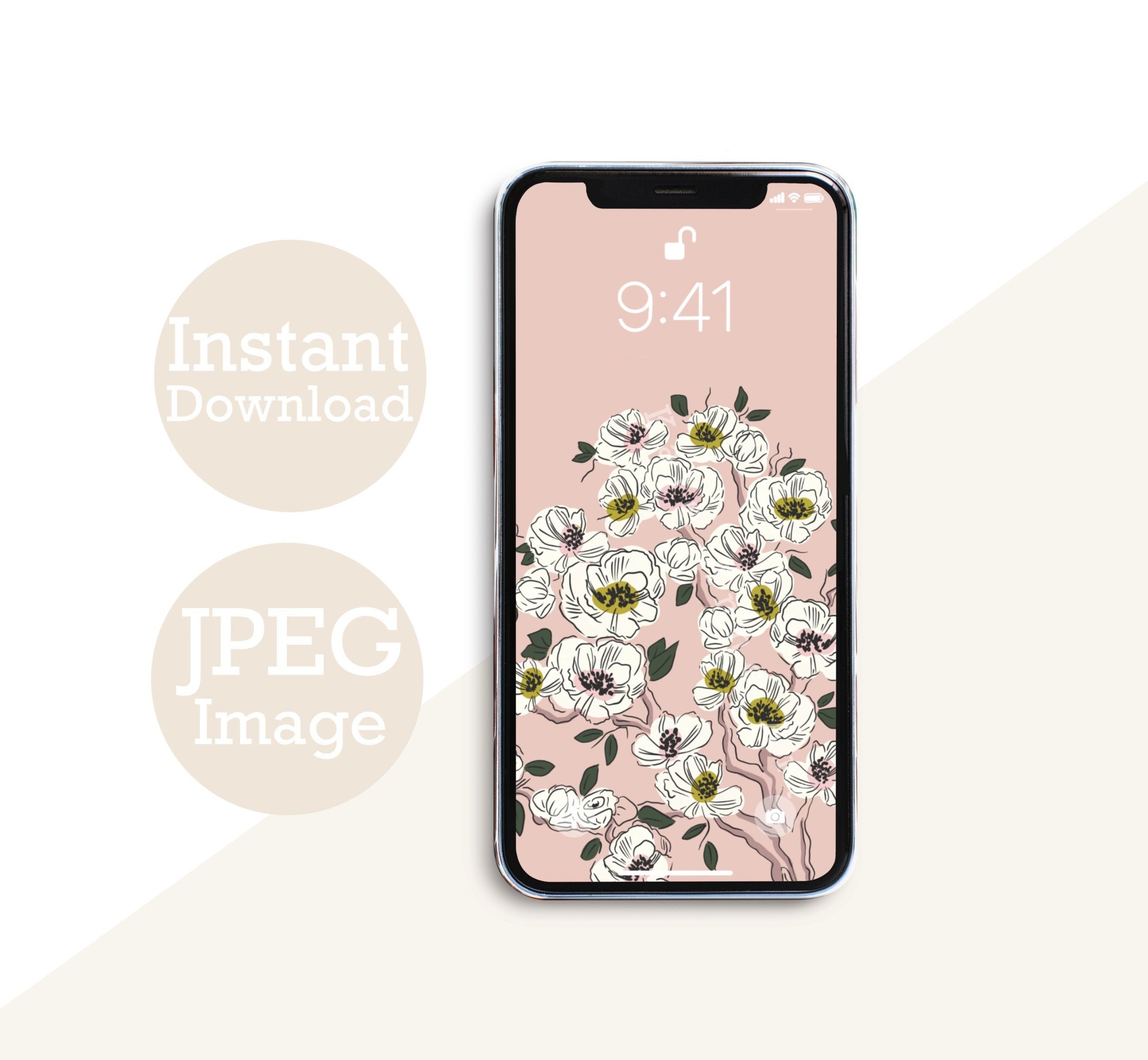 Floral Phone Wallpaper Pink Cherry Blossom Aesthetic - Etsy