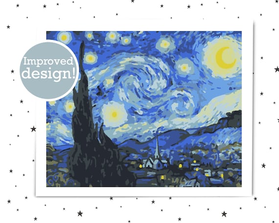 Pintura por números Noche estrellada de Van Gogh Kit de actividades para  adultos Imprimible Color avanzado por números Decoración del hogar DIY  Diseño mejorado -  España