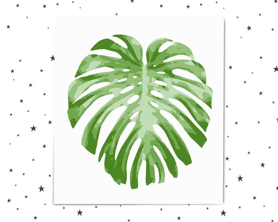 easy paint by numbers for adults monstera leaf printable etsy australia