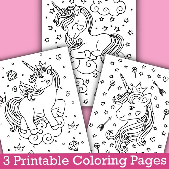printable unicorn coloring pages for kids unicorn pictures to etsy