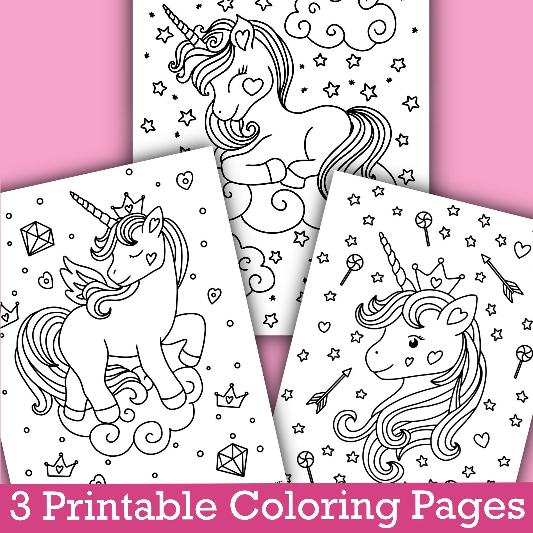 printable unicorn coloring pages for kids unicorn pictures to etsy