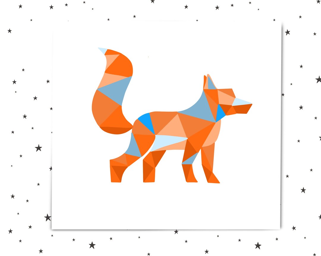 Fox Paint by Number Animal for Adults Geometric Fox Etsy