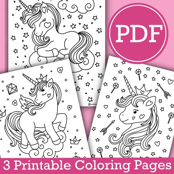 printable unicorn coloring pages for kids unicorn pictures to etsy