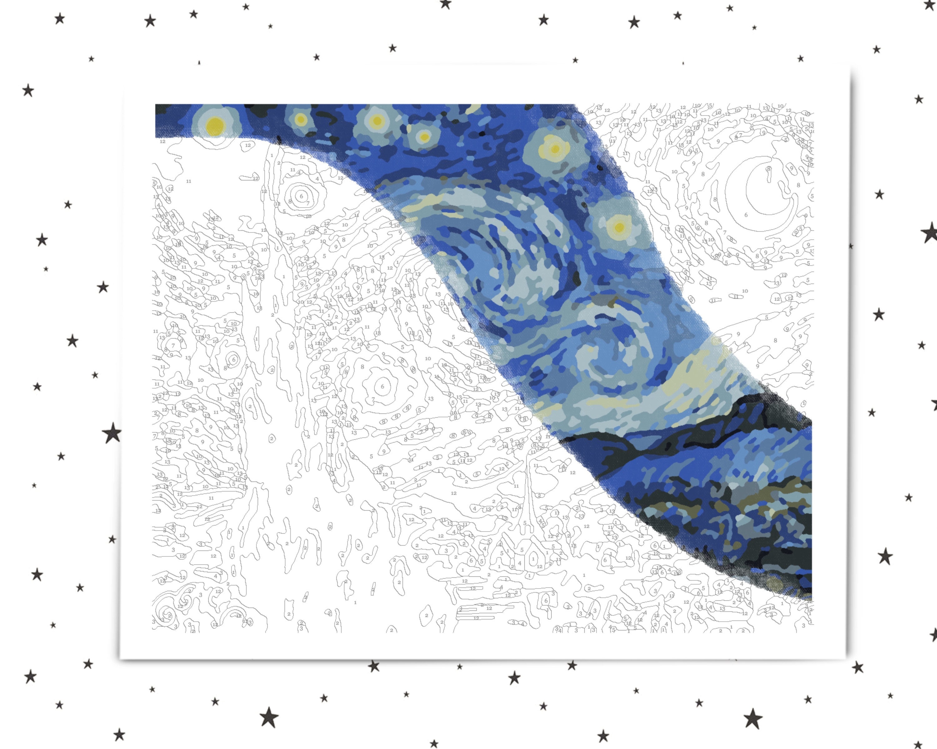 Paint By Numbers Van Gogh Starry Night Activity Kit Adult Etsy