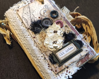 Handmade Junk Journal Album: Lace & Floral Embellished Scrapbook