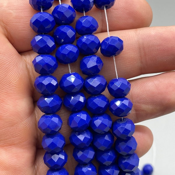 50 Perles bleue facettes - perles verre facetté bleu royal