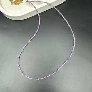 Faceted amethyst pearl necklace, delicate necklace, crystal necklace, natural stone women&#39;s necklace - real stone pearl necklace