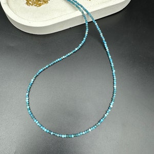 Apatite natural stone necklace / Minimalist pearl women&#39;s necklace with 925 silver clasp Gemstone necklace