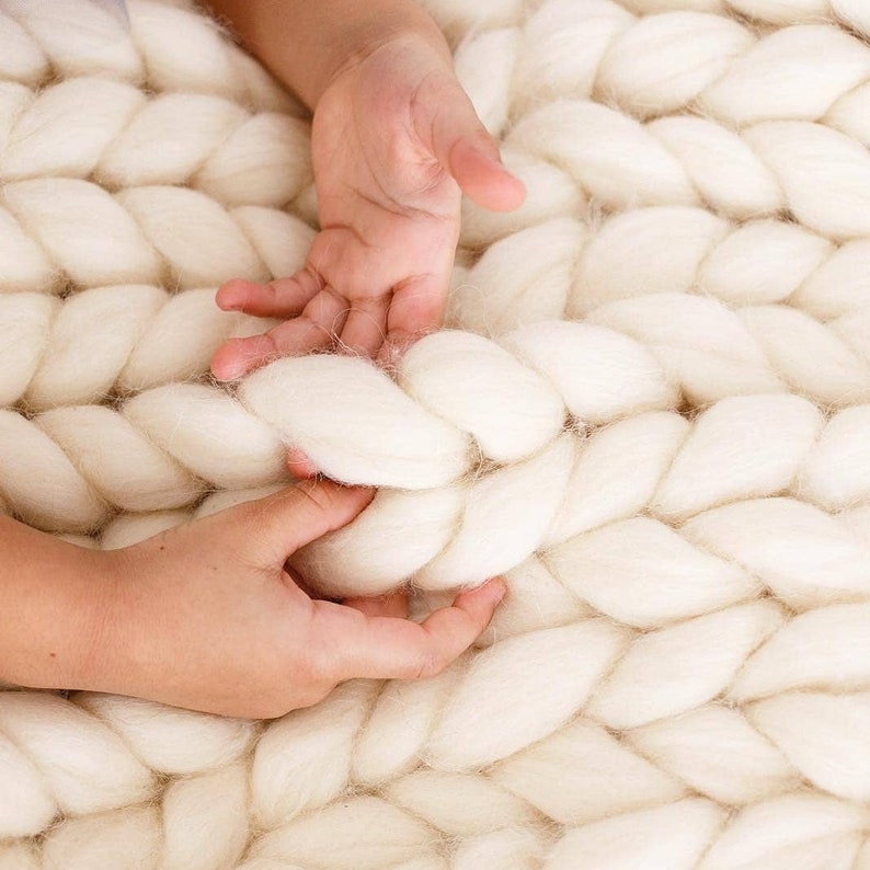 Chunky knit blanket giant throw Weighted blanket Merino Wool Etsy