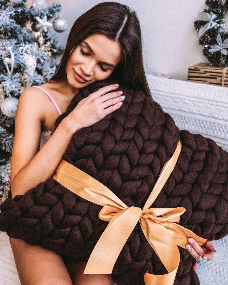 Chunky knit blanket giant throw wool blanket chunky blanket Etsy