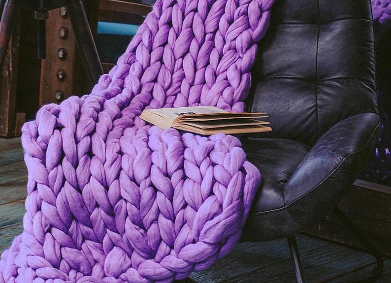 Chunky knit blanket giant throw wool blanket chunky blanket Etsy