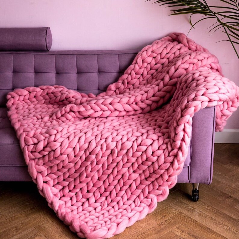 Chunky knit blanket giant throw wool blanket chunky blanket Etsy