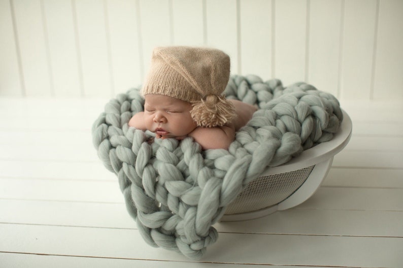 Chunky knit baby blanket Giant throw kids Arm knitting Etsy