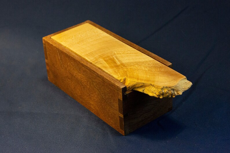 Sliding Burl Lid Dovetail Keepsake Box Etsy