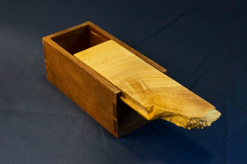 Sliding Burl Lid Dovetail Keepsake Box Etsy