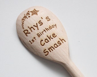 Personalised Cake Smash Outfit With Wooden Spoon First Birthday Photo Props Personalised Cake Smash Outfit With Wooden Spoon First Birthday Photo Props