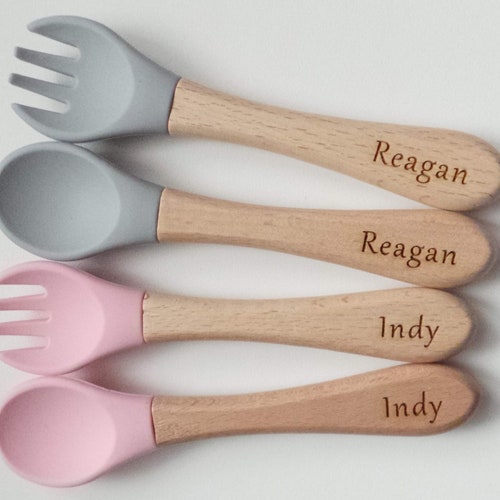 Personalised Bamboo Engraved Wooden and Silicone Weaning Etsy