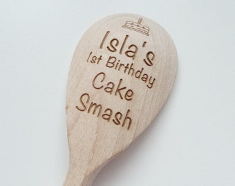 Personalised Cake Smash Outfit With Wooden Spoon First Birthday Photo Props Personalised Cake Smash Outfit With Wooden Spoon First Birthday Photo Props