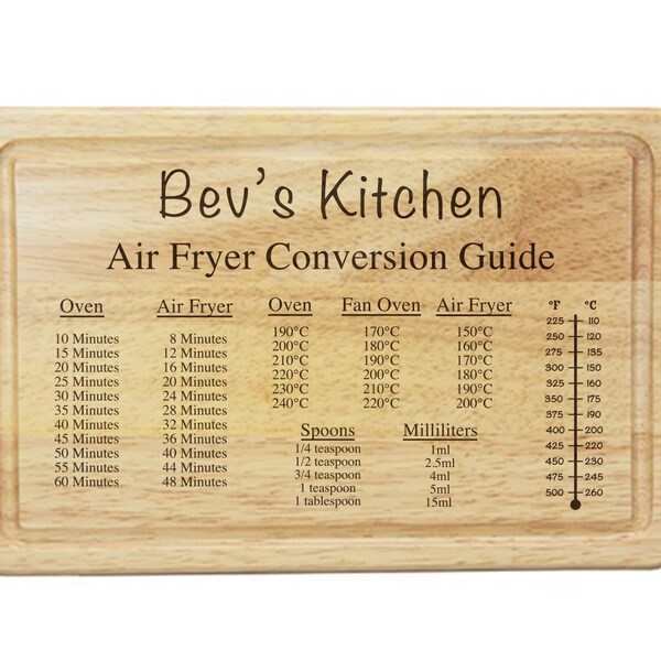 Air Fryer Chart Chopping Board Etsy