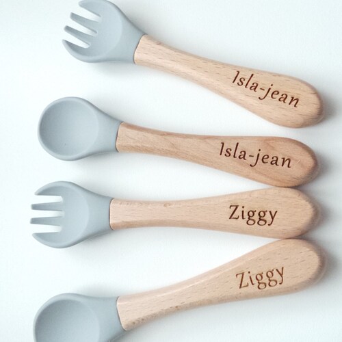 Personalised Bamboo Engraved Wooden and Silicone Weaning Etsy