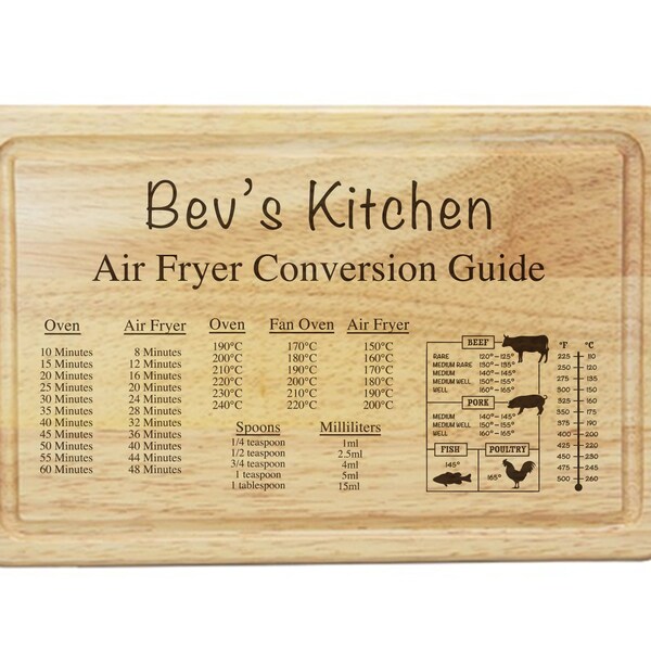 Air Fryer Chart Chopping Board Etsy