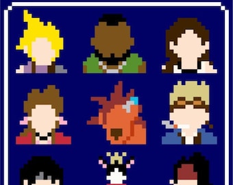 FFVII Character Minis - Final Fantasy VII cross stitch PDF pattern