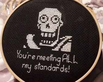 PATTERN - Papyrus Undertale You're meeting all my standards Valentine Anniversary Cross stitch