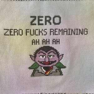 Count von no F*cks - Cross stitch pattern - parody satire dark humour