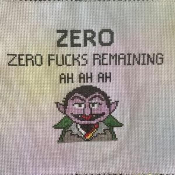 Count von no F*cks - Cross stitch pattern - parody satire dark humour