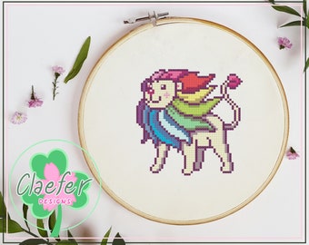 Mini PRIDE Rainbow Lion Mane - Quick stitch version - cute kawaii cross stitch pattern - LGBT+