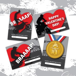 Motocross Valentine's Day Cards Printable Downloadable PDF Kids ...