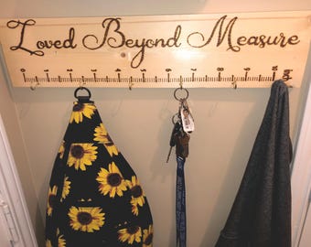 Loved Beyond Measure Coat rack| wooden coat rack| key holder| towel rack| leash holder| mask holder| purse holder