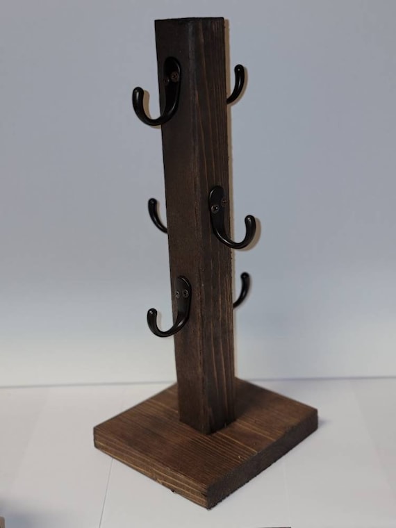 Coffee mug tree| countertop mug stand| wood coffee mug stand| mug holder| mug rack| coffee cup rack| 4-6 mug stand