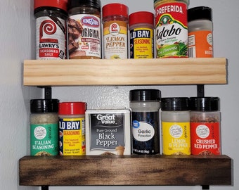 Gewürzregal aus Holz/ Küchenregal / Gewürzregal Küchenaufbewahrung / Floating Gewürzregal / Küchenregal / Floating Ledge Regal / Wohndeko