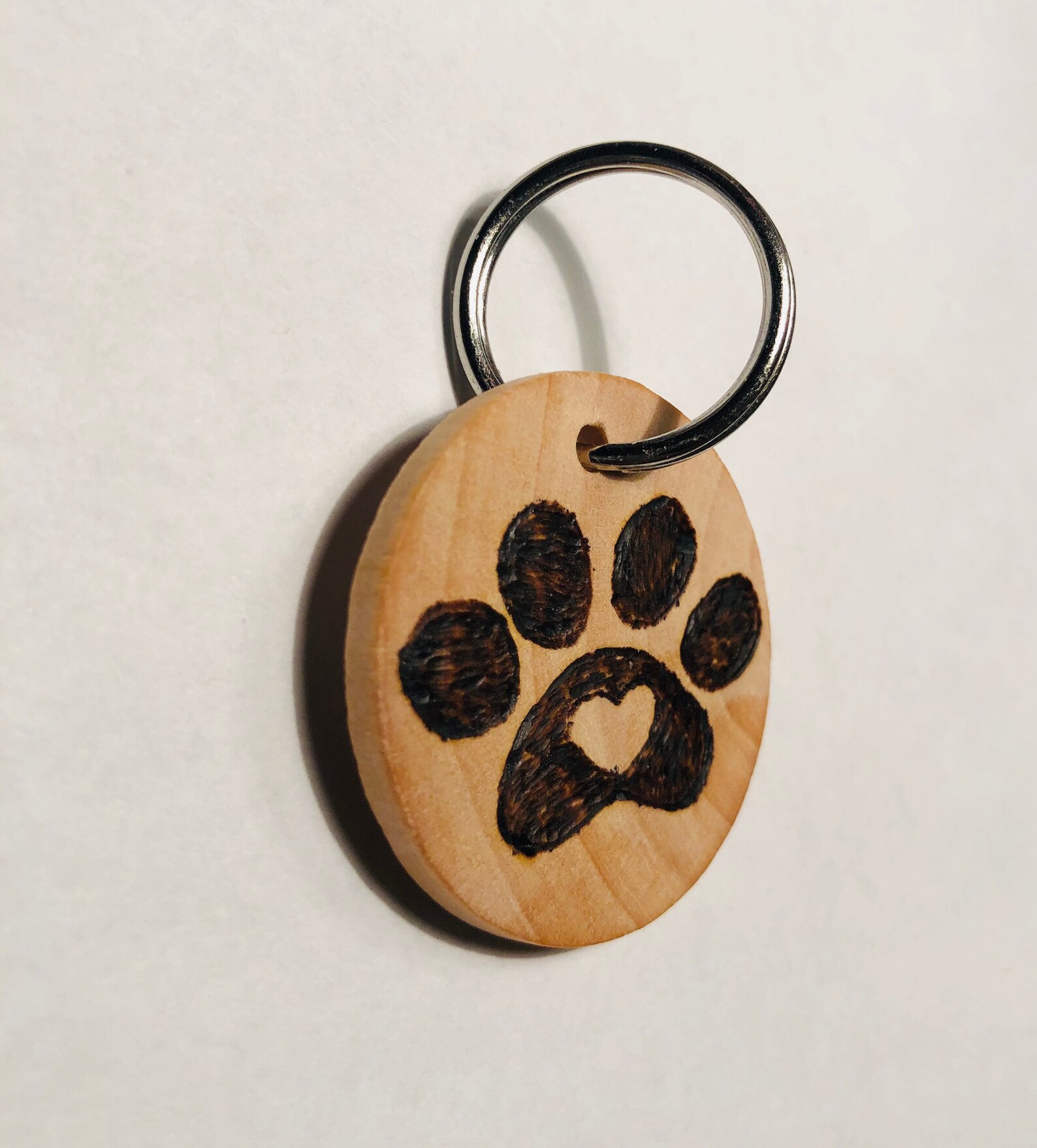 Dog Paw Keychain Wood Burned Keychain Dog Lover Key Chain Etsy