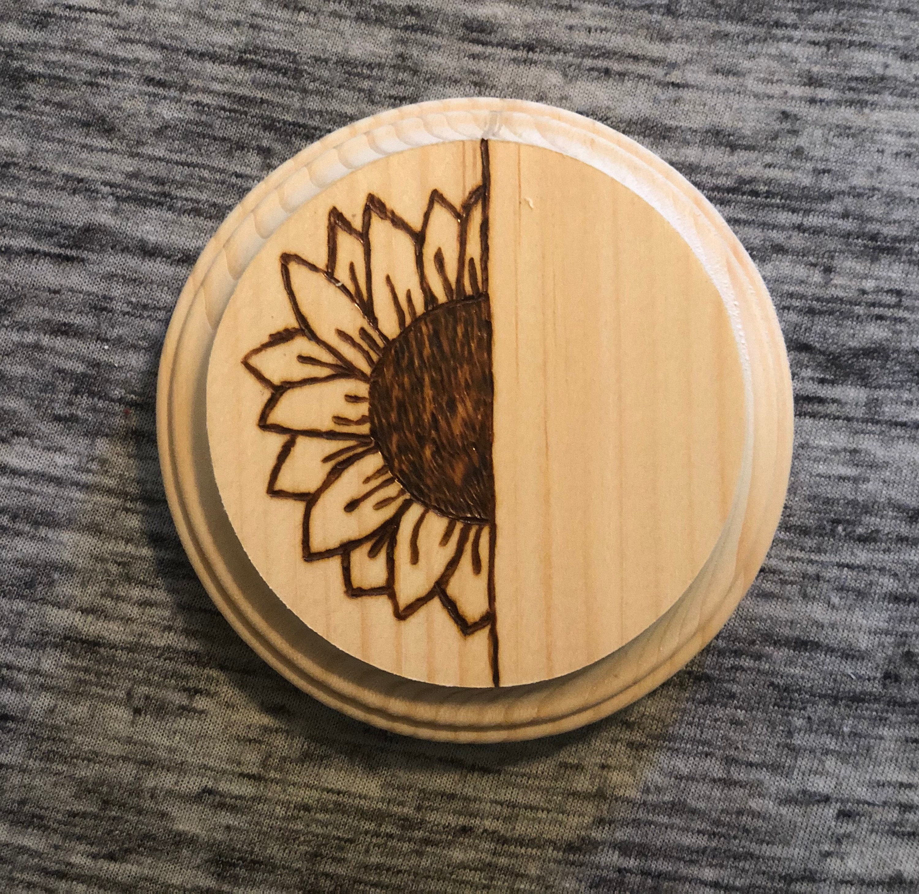 WoodBurned coasters wooden coasters sunflower coaster set Etsy