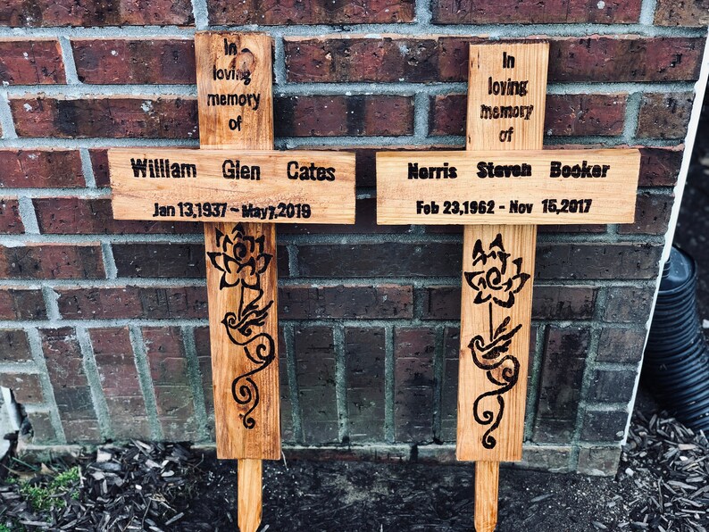 Memorial Wood Crosses Personalized Grave markers lost loved | Etsy