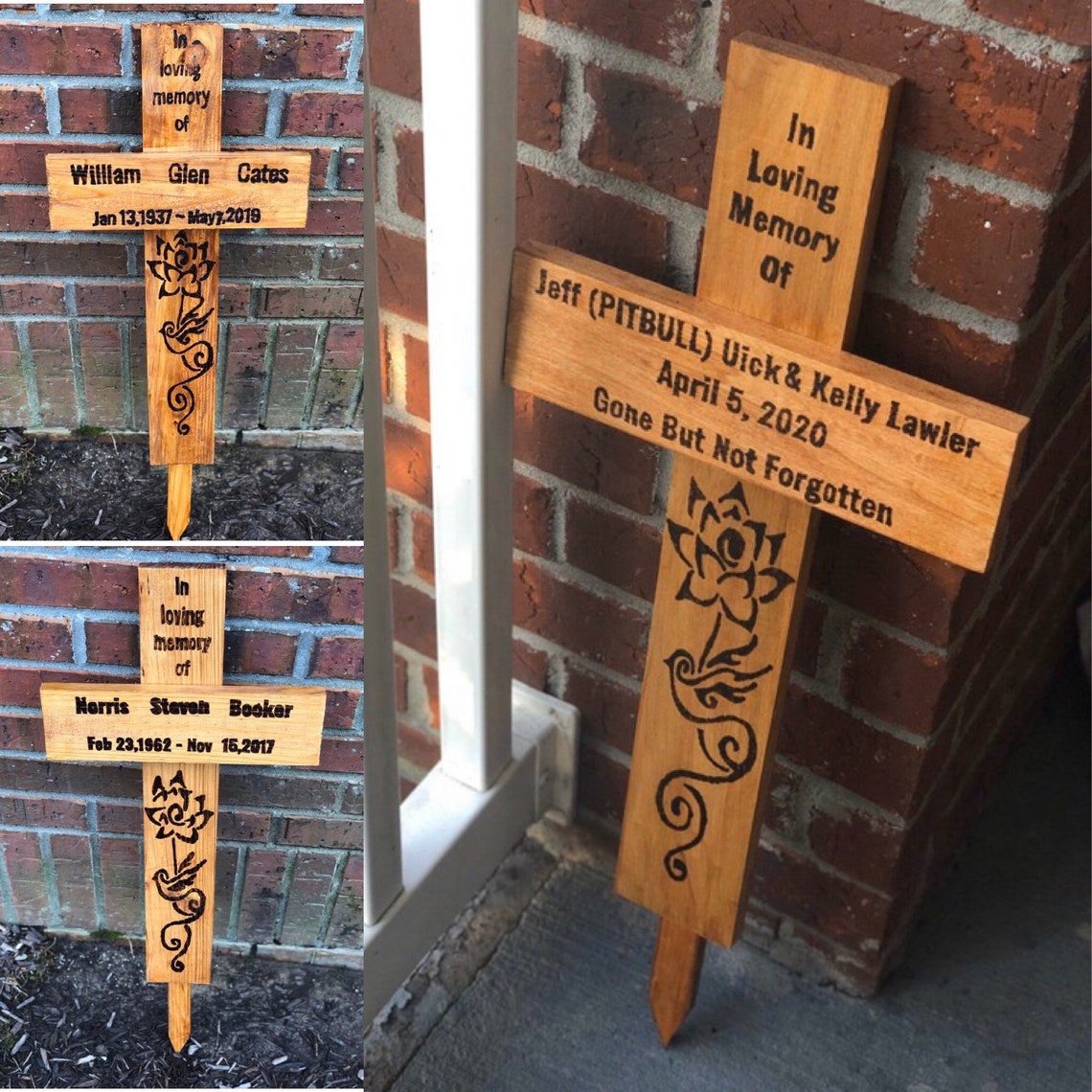 Memorial Wood Crosses Personalized Grave markers lost loved Etsy