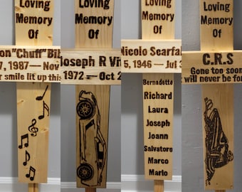 Memorial Wood Crosses Personalized, Grave markers, lost loved one gift, wood burned crosses, roadside cross, pet memorial cross, 2ft crosses