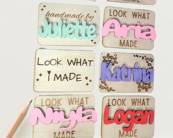 Personalisierte Look, was ich gemacht Magnete | Kinder Name | handgefertigt von | 3D | Geschenk | Kühlschrankmagnet | Wohnkultur | Kinder Magnete | Magnet