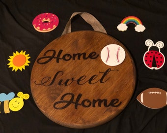 Austauschbares Türschild Zuhause süßes Zuhause | Einweihungsgeschenk|Wohndekor| Türkranz mit austauschbaren Symbolen| weihnachtlicher Türhänger