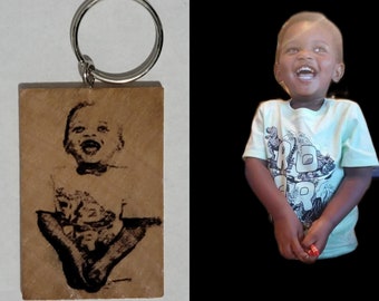 Porträt-Schlüsselanhänger / benutzerdefinierte Schlüsselanhänger / Foto-Schlüsselanhänger / Holz-Schlüsselanhänger / personalisiertes Geschenk / Schlüsselanhänger / Schlüsselanhänger mit Gravur