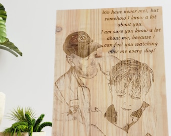 lost loved one portrait/ deceased loved one added to picture/ personalized wood burned photo/ custom memorial gift idea