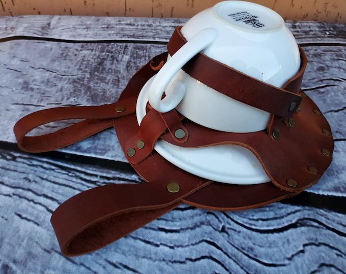 Leather Steampunk Tea Cup Holster: Cosplay LARP Accessory